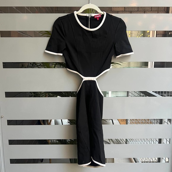 Staud Black & White Fig Cutout Mini Dress Size XS - Picture 2 of 9